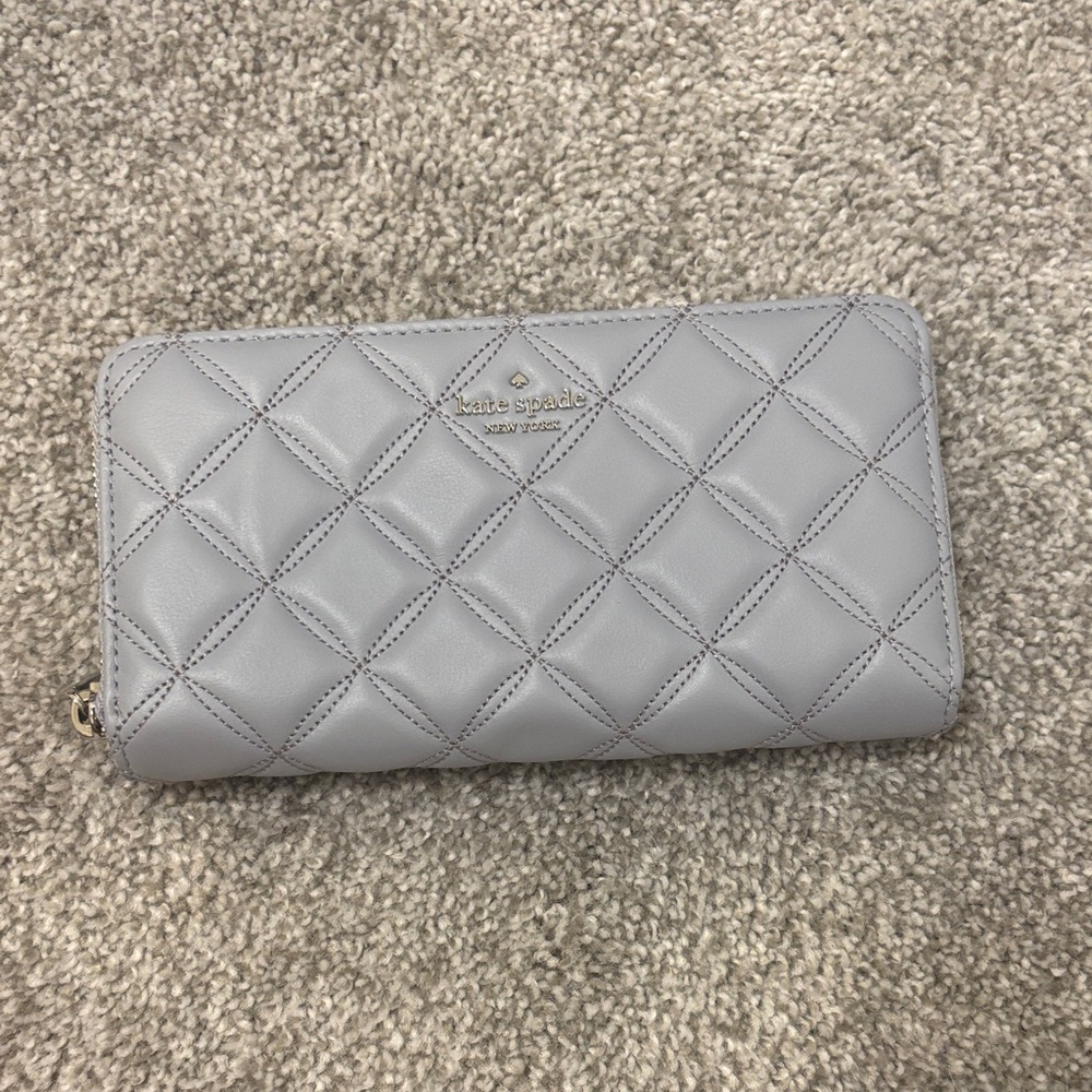 Kate Spade Light Gray Quilted Wallet